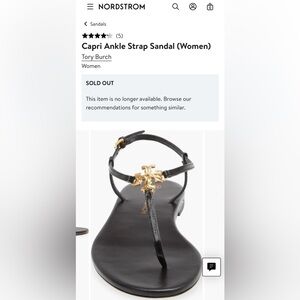 Tory Burch Capri Leather Ankle Strap Thong Sandal Flats – Size 8